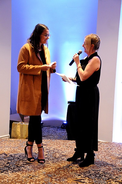 Karin Presenting Scholarship Award to Marina